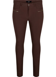 Nauwsluitende broek met rits details, Bruin