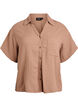 Katoenen mousseline blouse met korte mouwen, Bruin, Packshot image number 0