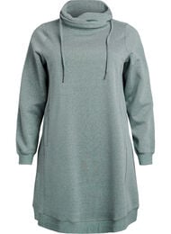 FLASH - Kort sweatshirt jurk met hoge kraag en zakken, Groen