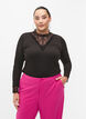 Blouse met kant en lange mouwen, Black, Model image number 0