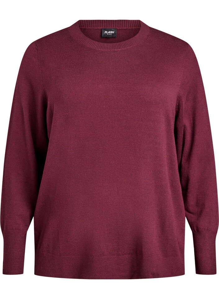 Gebreide blouse met ronde hals, Rood, Packshot image number 0