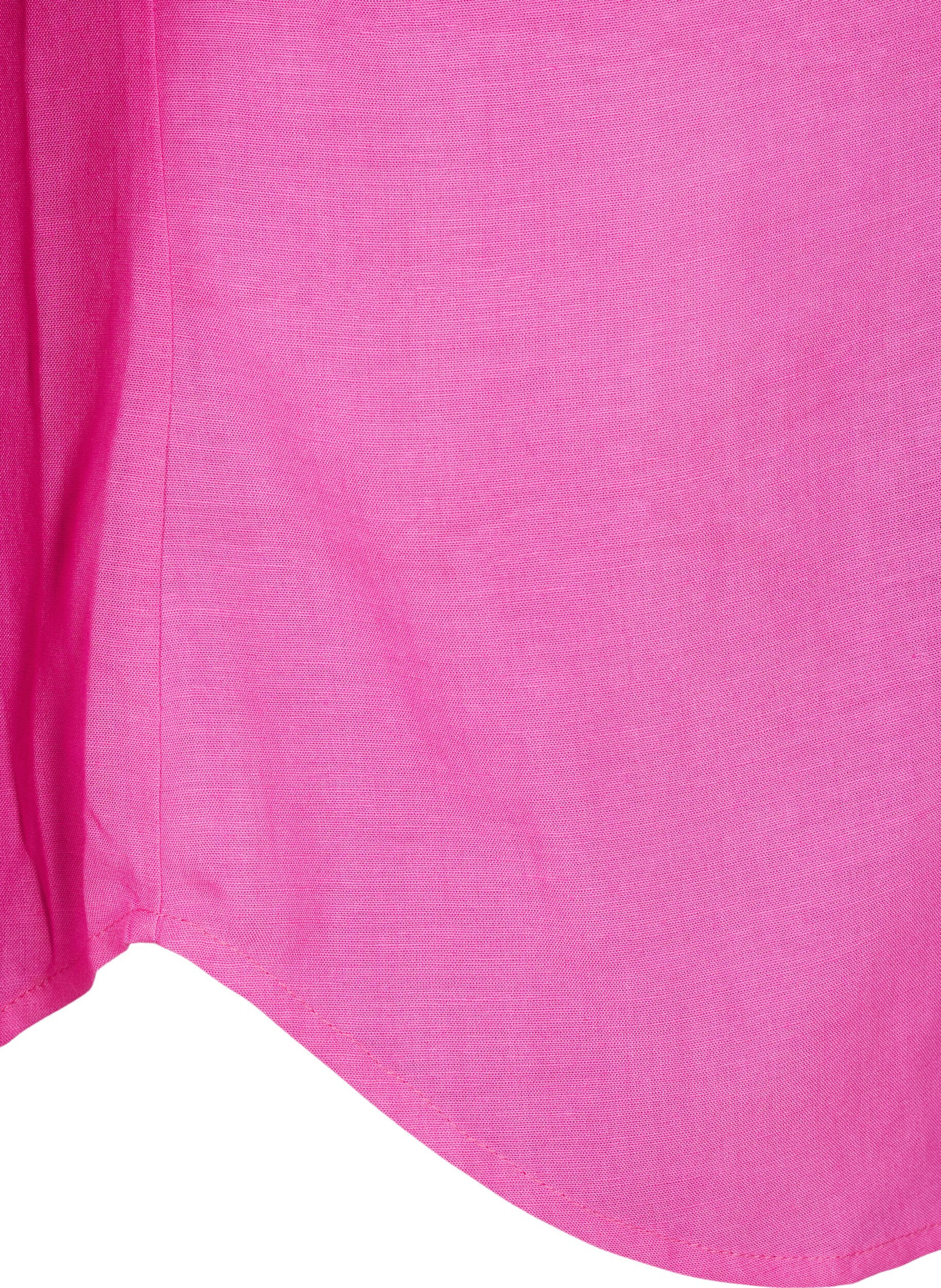 Zizzi Linnen en viscose shirt met lange mouwen, Roze, Packshot image number 3