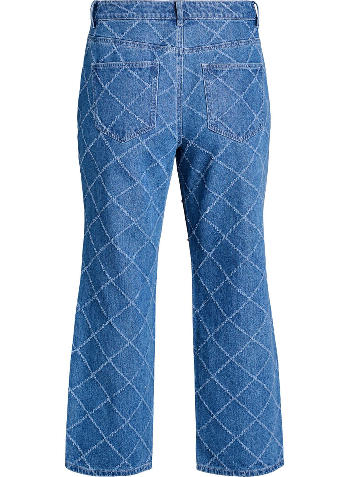 Kiana jeans met een hoge taille en distressed patroon, Blauw, Packshot image number 1