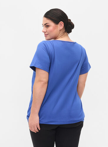 Katoenen t-shirt met korte mouwen, Dazzling Blue, Model image number 1