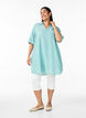 Tuniek van linnen en viscose met A-vorm, Blauw, Model image number 1