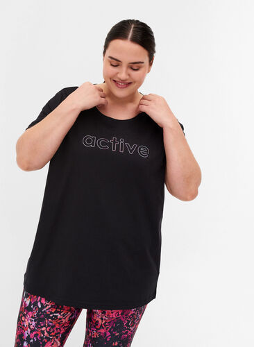 Katoenen sport t-shirt met print, Black Lights Active, Model image number 0