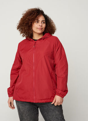 Korte jas met ritssluiting en capuchon, Rio Red, Model image number 0