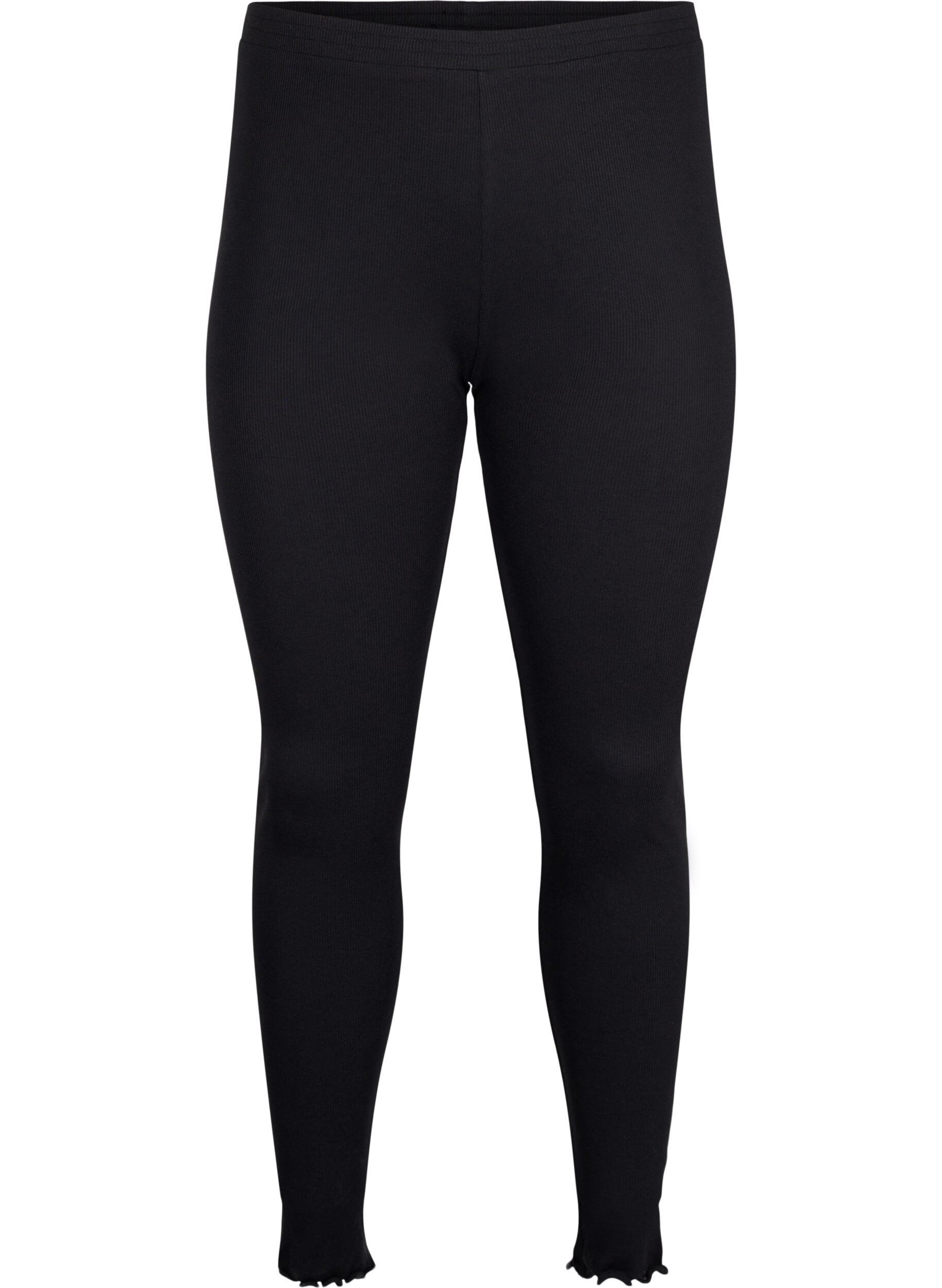 Zizzi Strakke geribde broek, Black, Packshot image number 0