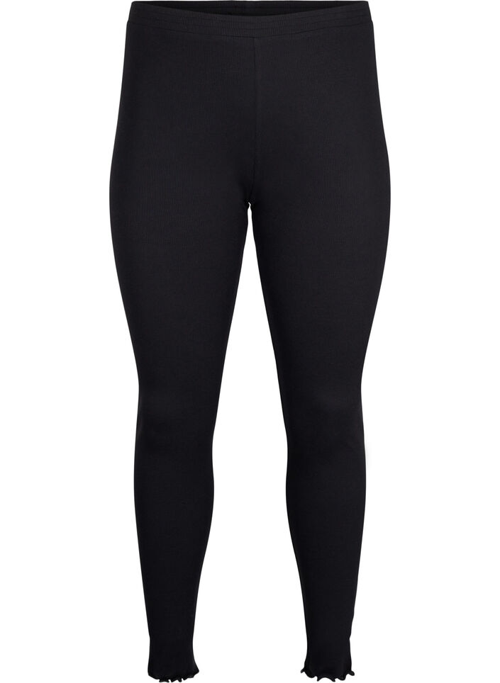 Strakke geribde broek, Black, Packshot image number 0