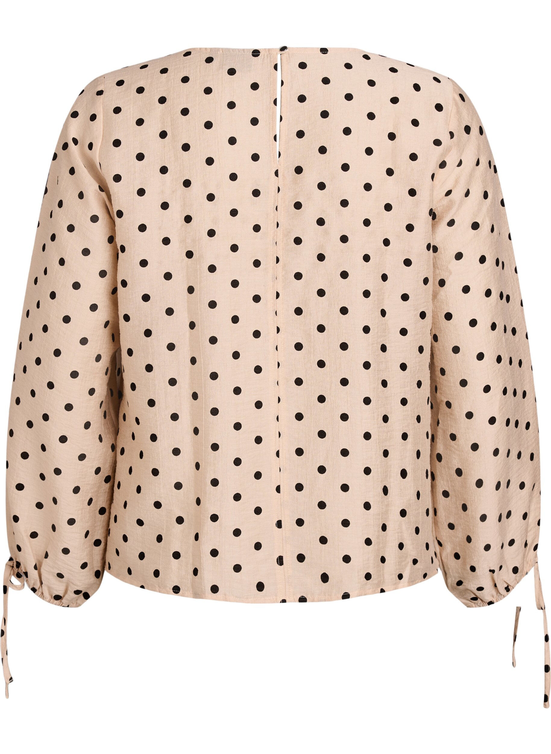 Zizzi Blouse met stippen en strikdetails, Beige, Packshot image number 1