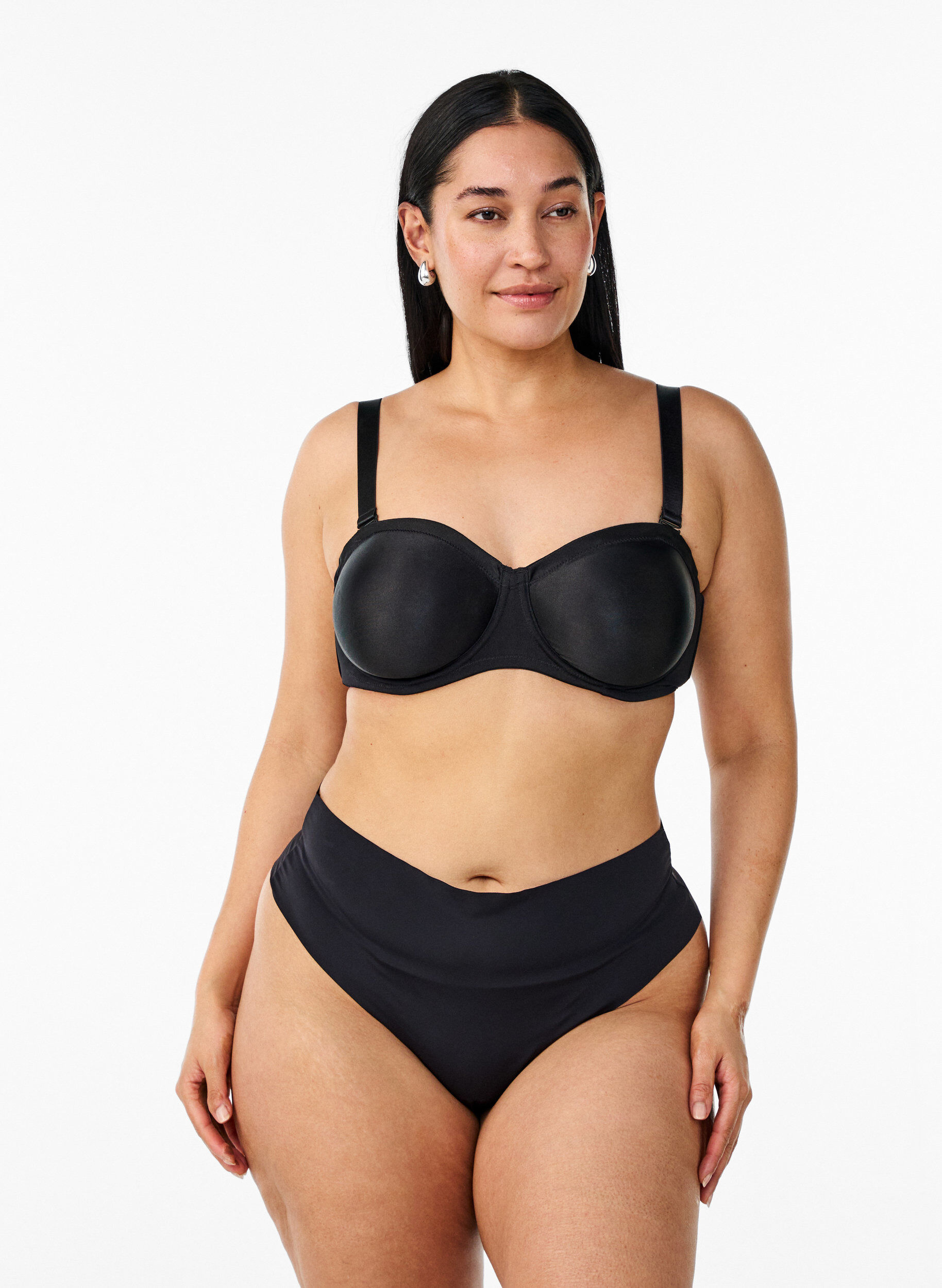 Zizzi Strapless beha met beugel, Zwart, Model image number 1