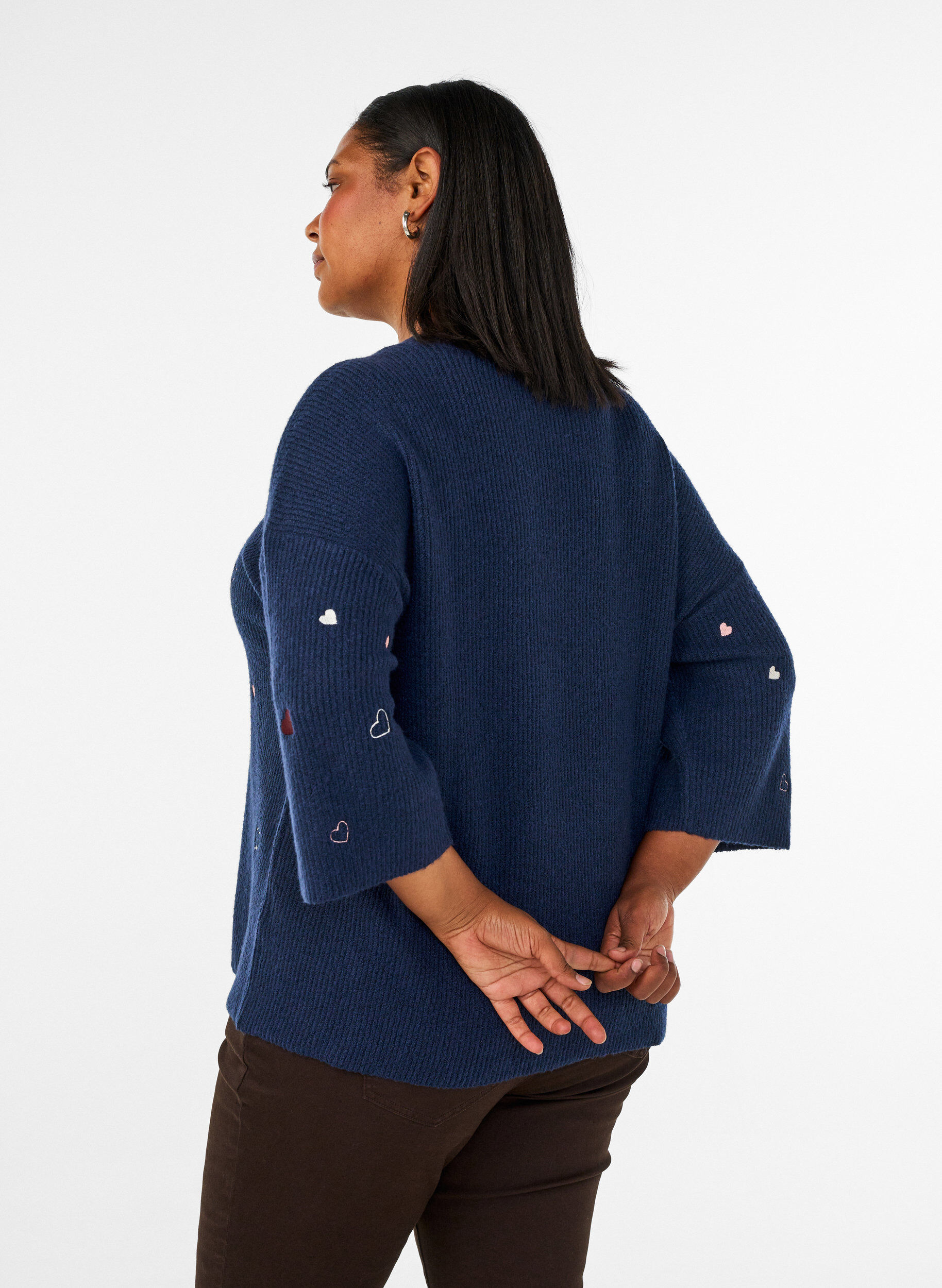ZizziJumper met hartjes en 3/4 mouwen, Blauw, Model image number 2