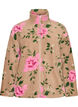 Floral fleecejack met een hoogsluitende kraag en ritssluiting, Beige, Packshot image number 0