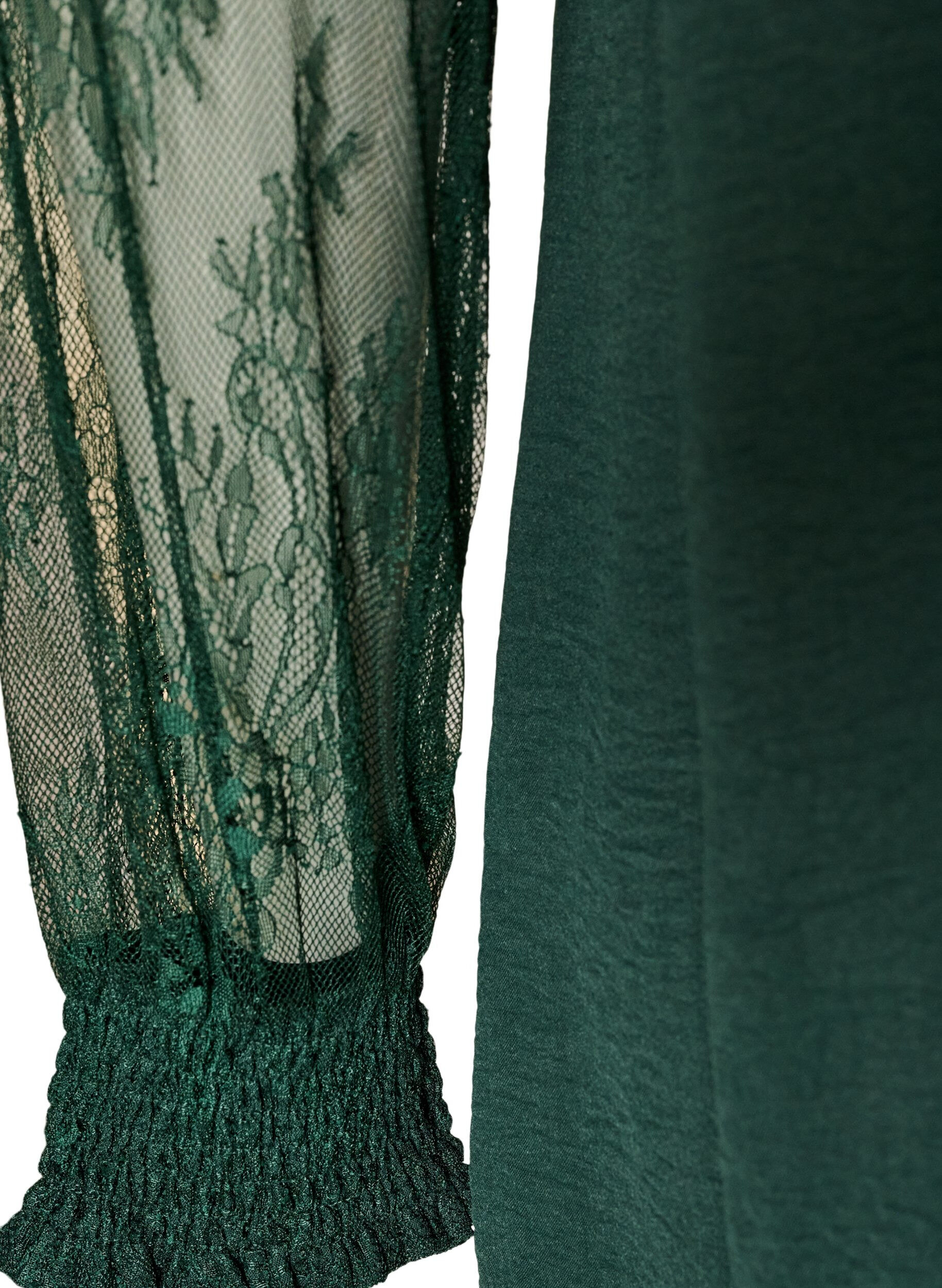 ZizziTuniek met doorschijnende kanten mouwen, Groen, Packshot image number 4