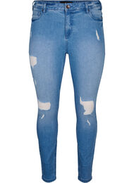 Amy jeans met super slim fit en ripped details, Blue denim, Packshot