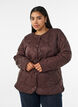 Doorgestikte jas met drukknopen en ronde hals, Bruin, Model image number 0