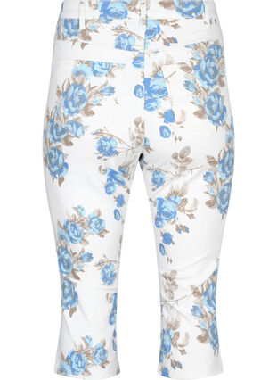Amy capri jeans met hoge taille en bloemenprint, White B.AOP, Packshot image number 1