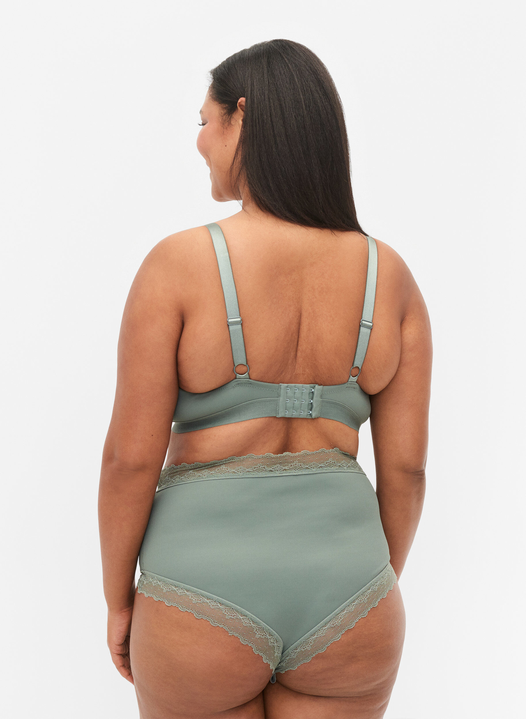 Zizzi High waisted hipsterslip met kant, Laurel Wreath Ass, Model image number 1