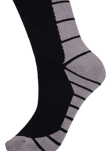 Steunkousen van katoen, Black/Medium Grey, Packshot image number 1