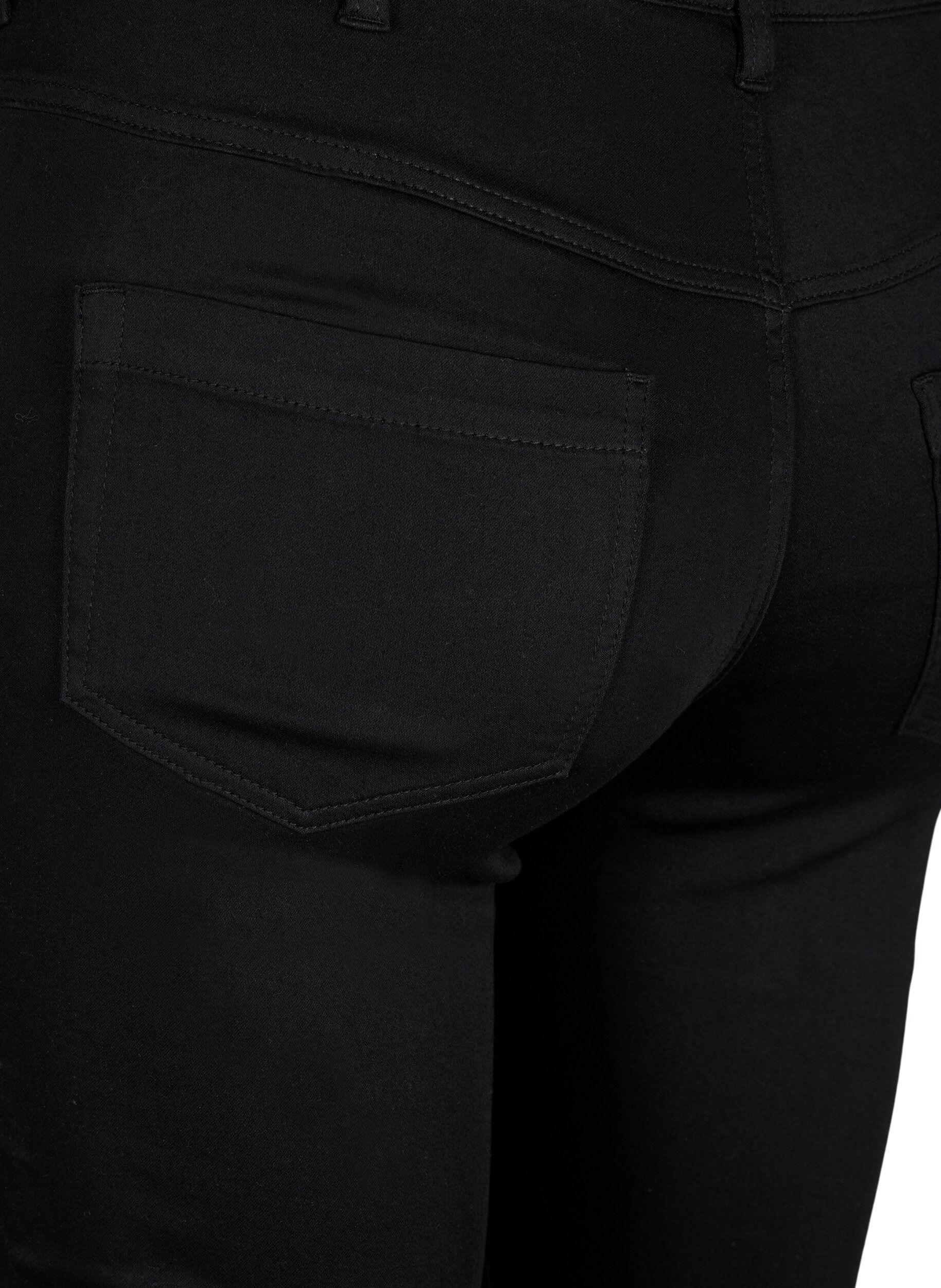 Zizzi Super slim Amy jeans met borduurdetail, Black, Packshot image number 3