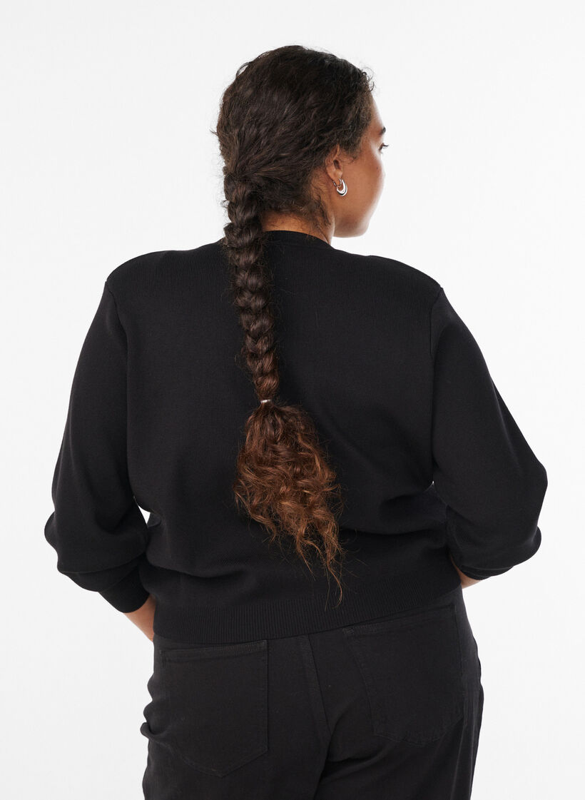 Cardigan met decoratieve gouden knopen, Zwart, Model image number 2