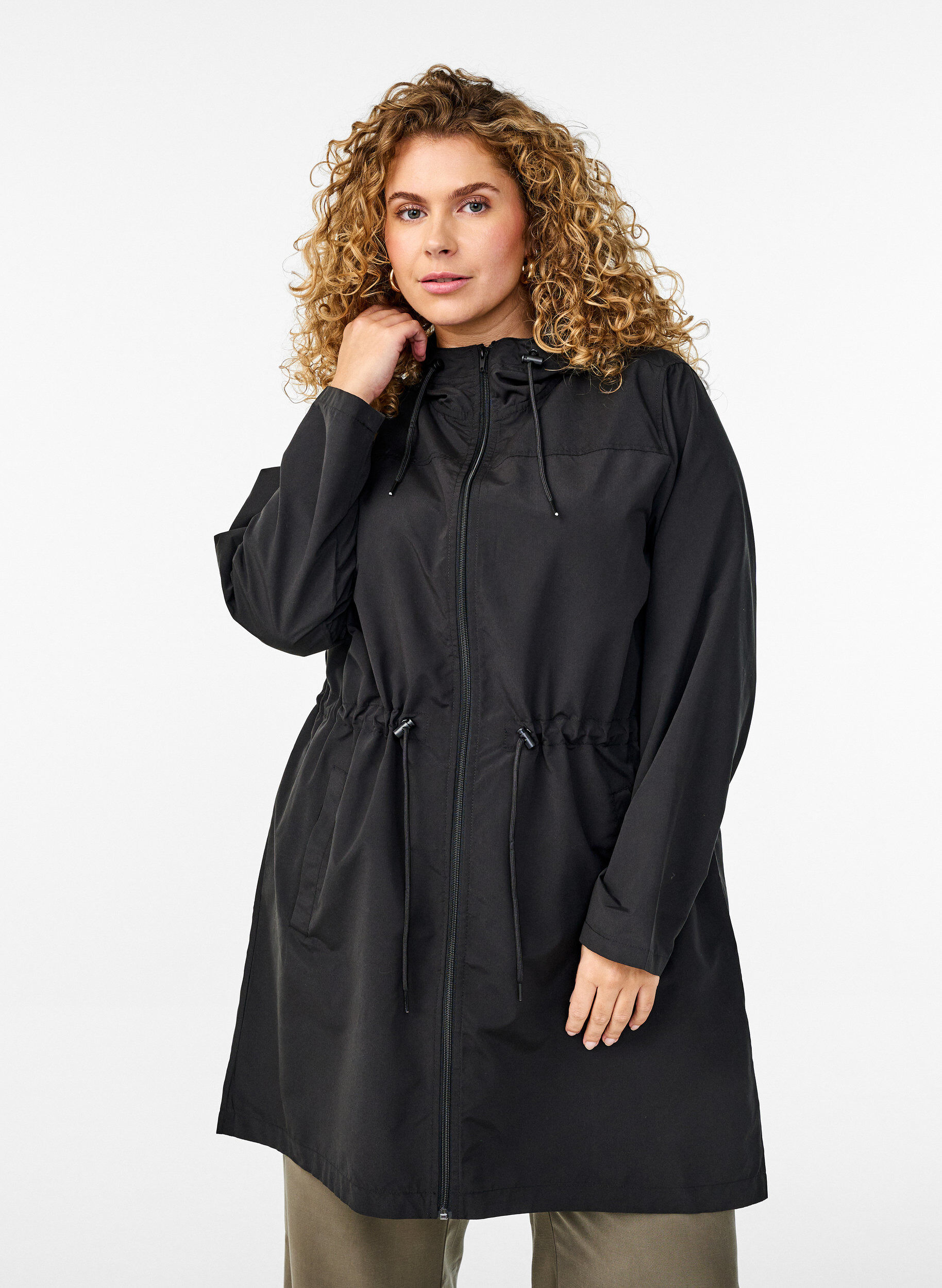 ZizziLichtgewicht parka met een capuchon, Zwart, Model image number 0