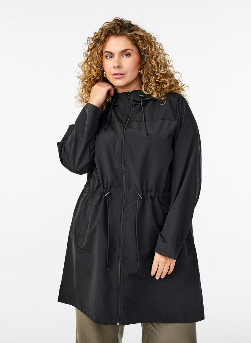 Lichtgewicht parka met een capuchon, Zwart, Model image number 0