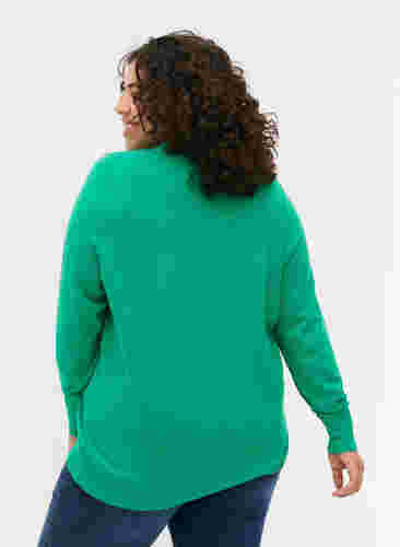 Gebreide blouse van viscose met v-hals, Mint, Model image number 1