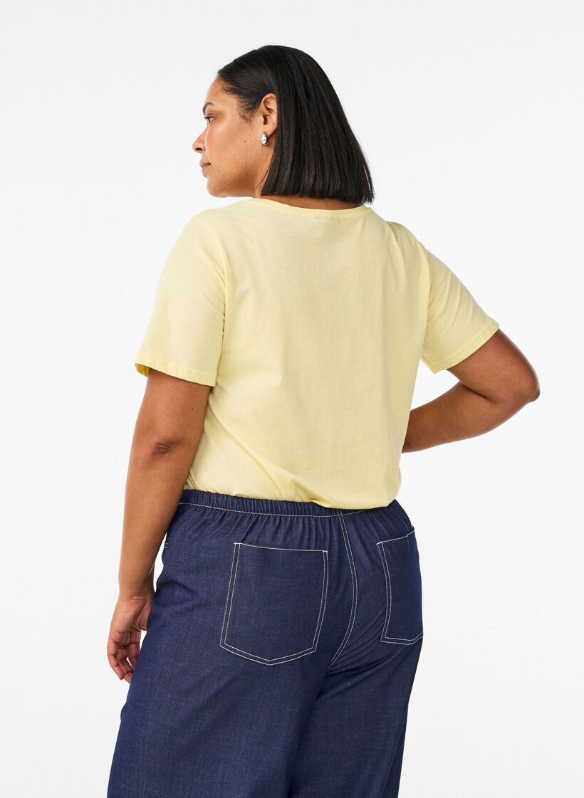 T-shirt met print, Geel, Model image number 2