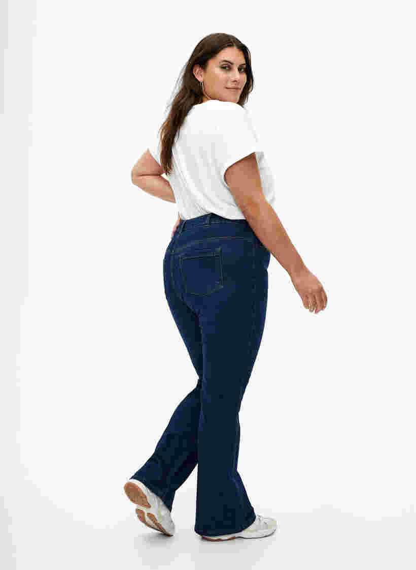 Ellen bootcut jeans met hoge taille, Dark Blue, Model image number 1