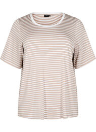 T-shirt met TENCEL™ Lyocell en strepen, Beige