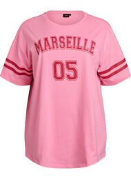 Sportief oversized college T-shirt, Roze