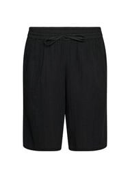 Los katoenen mousseline shorts met een hoge taille, Zwart