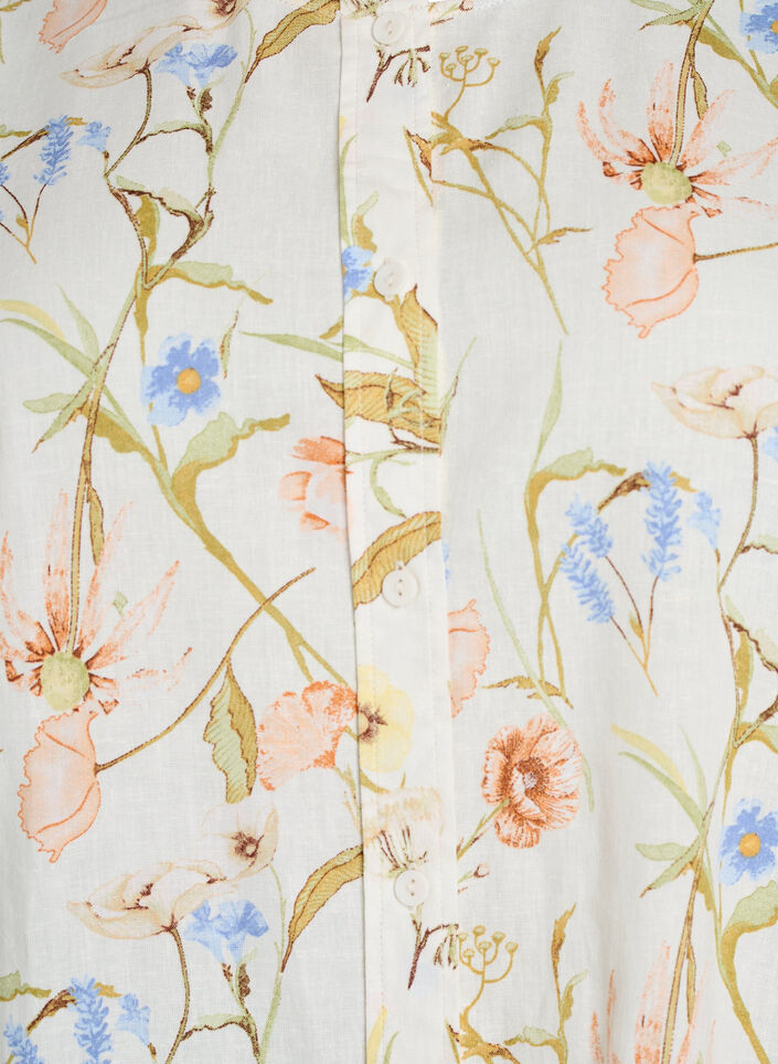 Shirtblouse in linnen en viscose met 3/4-mouwen, Vanille, Packshot image number 2