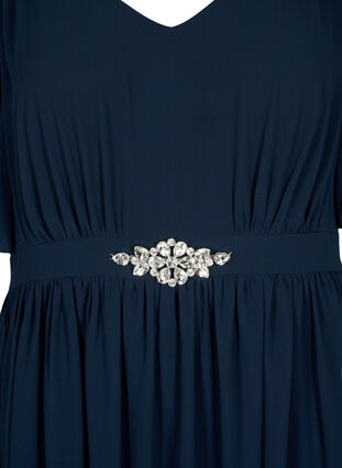 Maxi jurk met drapering en korte mouwen, Total Eclipse, Packshot image number 2