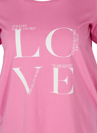 Katoenen t-shirt met print, Cyclamen LOVE, Packshot image number 2