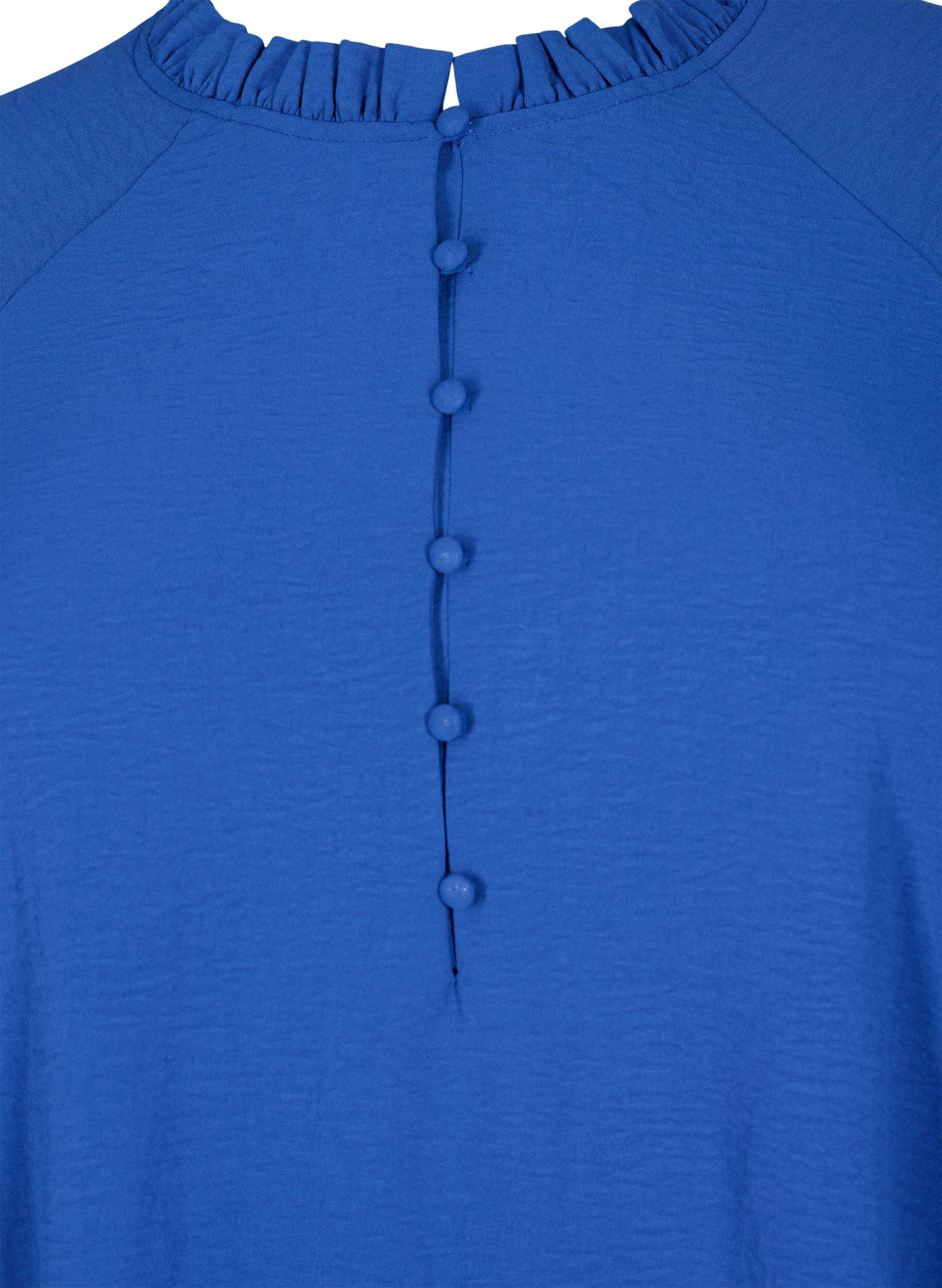 Zizzi Blouse met ruches en knopen, Deep Ultramarine, Packshot image number 2
