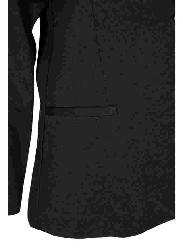 Basic blazer met knoop en sierzakken, Dark Grey Melange, Packshot image number 3