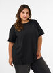 T-shirt met splitjes en decoratieve knoopsluitingen, Zwart, Model image number 0