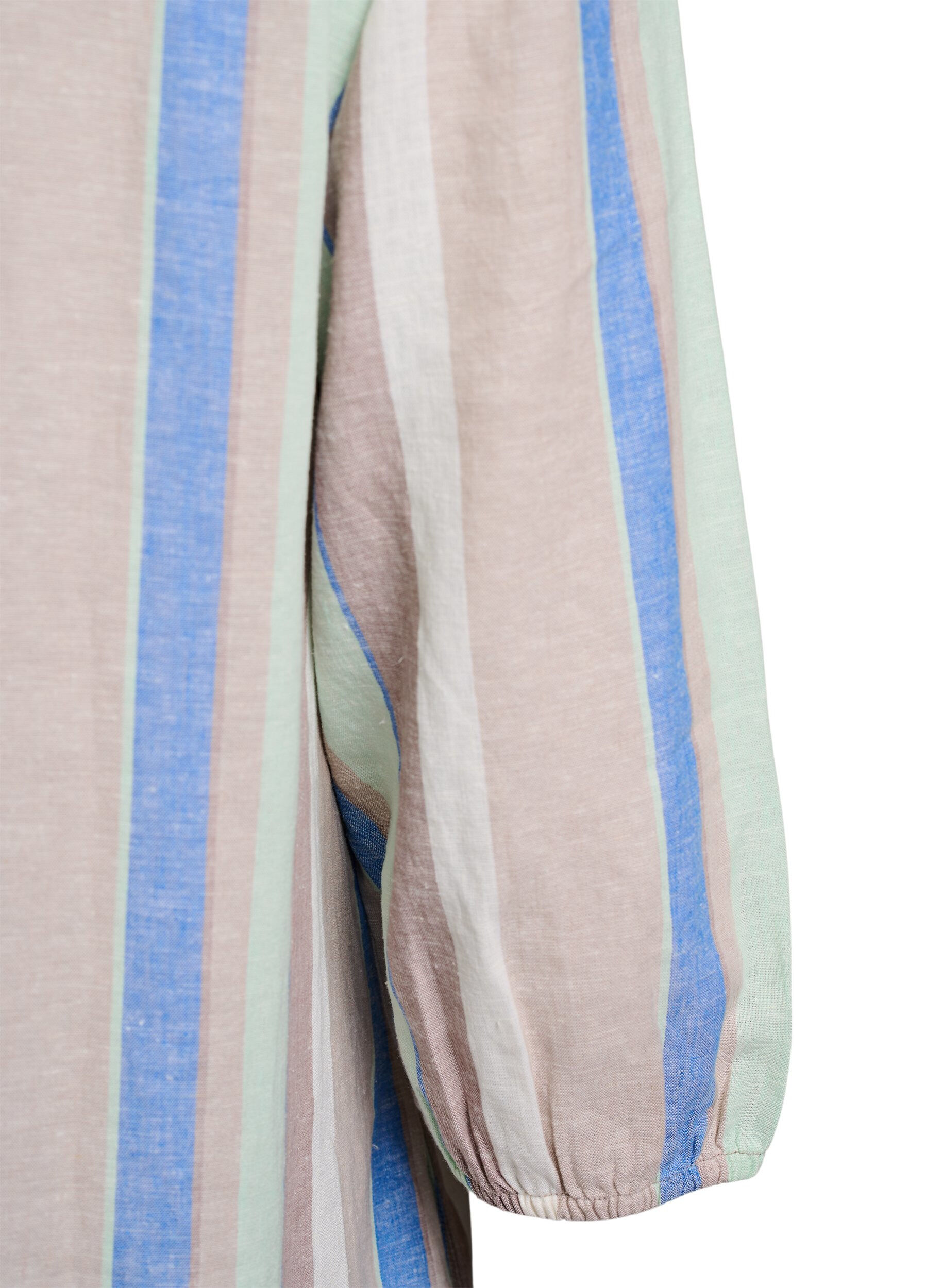 Zizzi Korte jurk in linnen en viscose met 3/4 mouwen, Blauw, Packshot image number 3