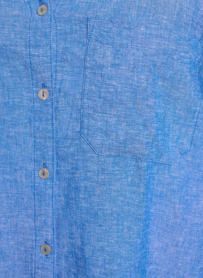 Linnen en viscose shirt met 3/4 mouwen, Blauw, Packshot image number 3