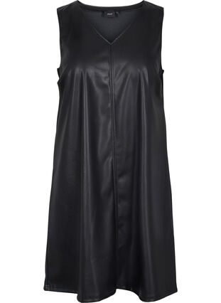 Spencer jurk van imitatieleer, Black, Packshot image number 0