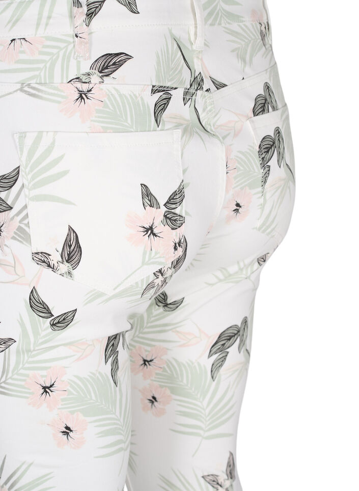 Amy jeans met hoge taille en bloemenprint, White Flower AOP L78, Packshot image number 3