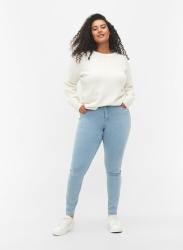super slim fit Amy jeans met hoge taille, Ex Lgt Blue, Model image number 0