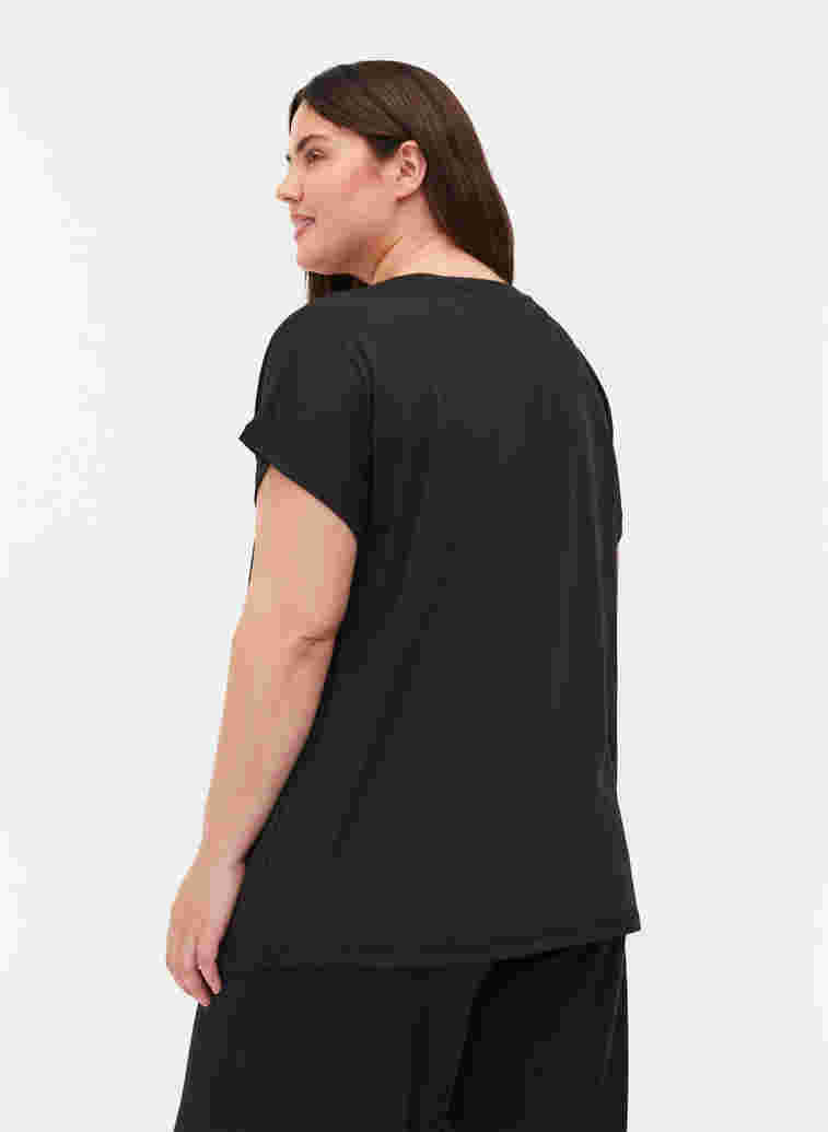 Trainings t-shirt met korte mouwen en v-hals, Black, Model image number 1