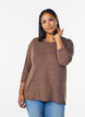 Jersey blouse met 3/4 mouwen, Bruin, Model image number 0