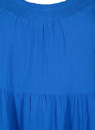 Effen katoenen strapless jurk, Victoria blue, Packshot image number 2