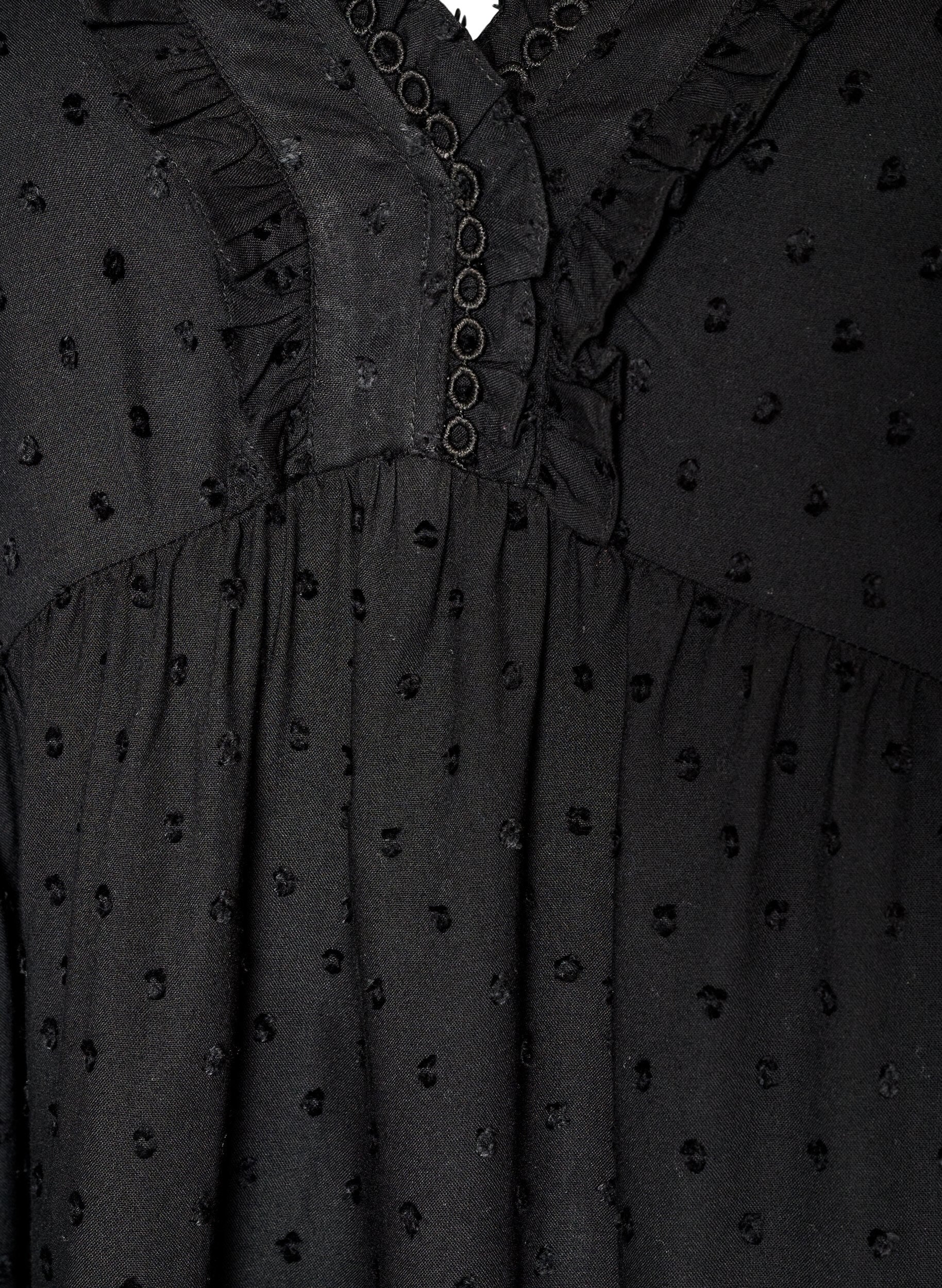ZizziViscose blouse met een stippenstructuur en V-hals, Zwart, Packshot image number 2
