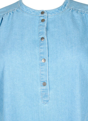 A-vorm denim jurk met korte mouwen, Light blue denim, Packshot image number 2
