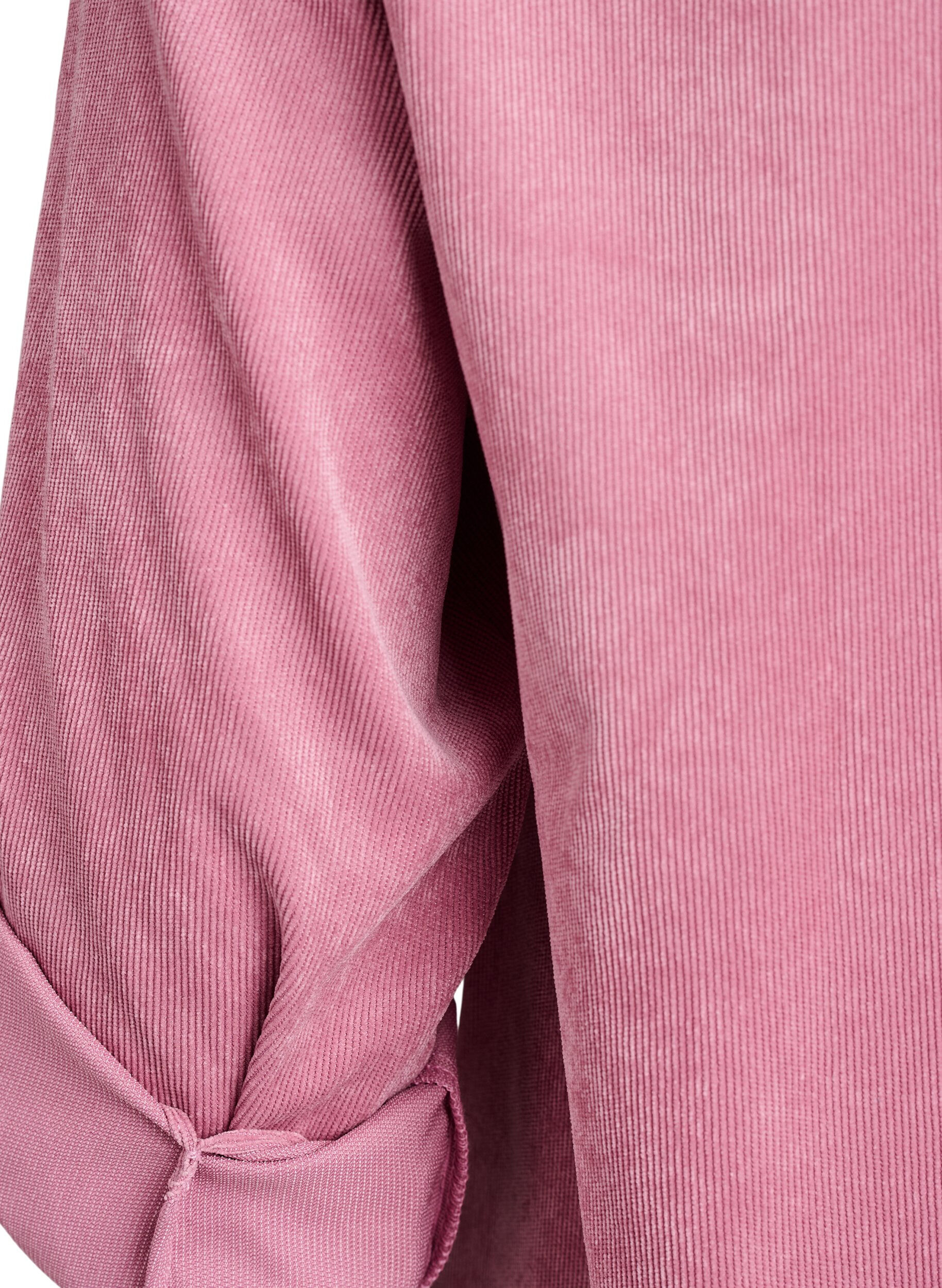 Zizzi Corderoy jurk met rits en 3/4-mouwen, Roze, Packshot image number 3